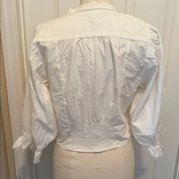 NWT - Free People White Crochet Lace V-Neck Blouse (sz - med) - Picture 5 of 7